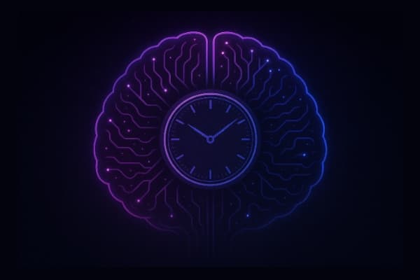 Stylized brain with a clock